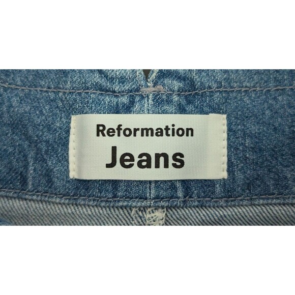 Reformation Sandia Mini Skirt Women's Size 24 Inari Blue Denim Belted Skirt - Picture 2 of 7